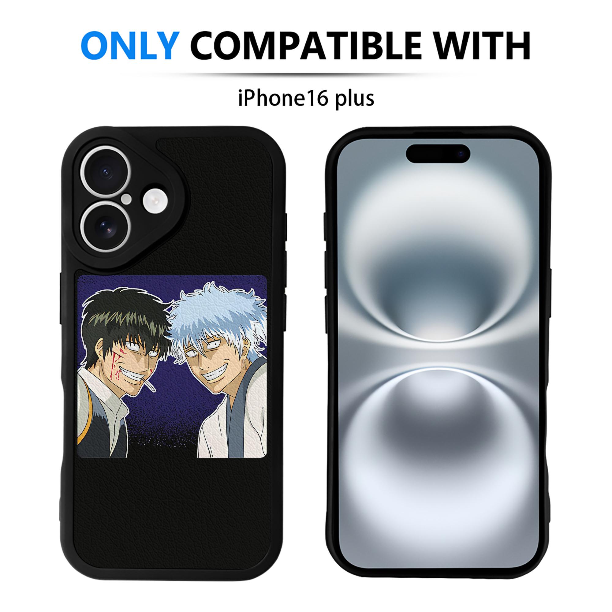 （画像用） ぎんたま 坂田銀時（さかたぎんとき） 神楽 志村新八（しむら しんぱち） GINTAMA Sakata Gintoki Kagura Shimura Shinpachi 【iPhone 16シリーズ対応】シリコンスマホケース（レザー調） 材質：シリコン